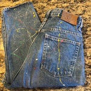 Vintage Code Bleu Splatter Paint High Rise Jeans